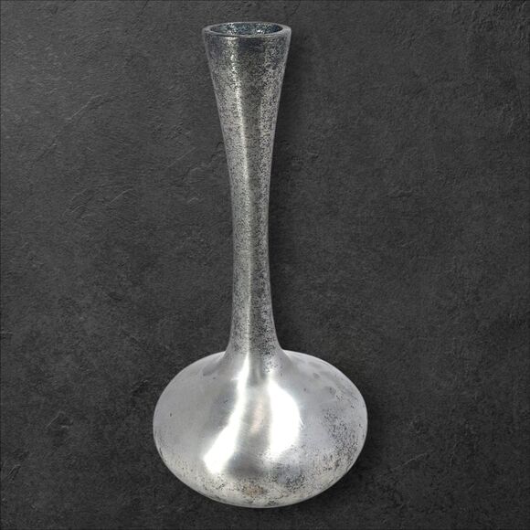 Vintage Pewter Bud Vase 11" Tall Modern Genie Form Heavy Sculptural Décor - Picture 4 of 9